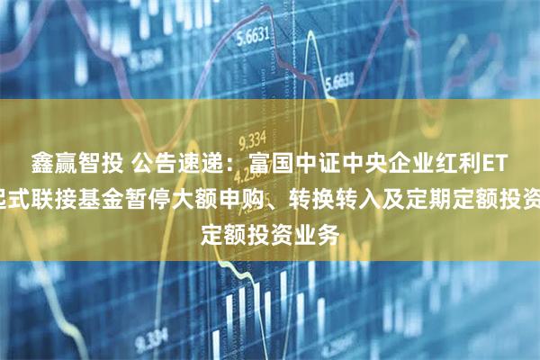 鑫赢智投 公告速递：富国中证中央企业红利ETF发起式联接基金暂停大额申购、转换转入及定期定额投资业务